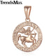 AlphaGal 12 Zodiac Sign Constellations Pendants Necklaces For Women Men 585 Rose Gold Male Jewelry Fashion Birthday Gifts GPM16