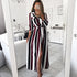 Turn-down Collar Striped Long Dresses Women Casual Long Sleeve Hem Split Lace Up Summer Dress Ladies Fashion Elegant Dress New