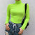 Turtleneck Long Sleeve Slim Tops Women Casual Solid Ribbed Wild Pullover Tees Streetwear Ladies Fashion Simple Wild T-shirts New