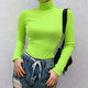 Turtleneck Long Sleeve Slim Tops Women Casual Solid Ribbed Wild Pullover Tees Streetwear Ladies Fashion Simple Wild T-shirts New