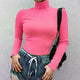 Turtleneck Long Sleeve Slim Tops Women Casual Solid Ribbed Wild Pullover Tees Streetwear Ladies Fashion Simple Wild T-shirts New