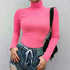 Turtleneck Long Sleeve Slim Tops Women Casual Solid Ribbed Wild Pullover Tees Streetwear Ladies Fashion Simple Wild T-shirts New