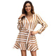 V-neck Lacing Striped Ruffles A-line Dresses Women Casual Long Sleeves Mini Dress Hight Quality Ladies Elegant Party Dress New