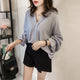 V-neck Pullover Loose Chiffon Shirts Women Casual Solid Flare Sleeve Breathable Tops Ladies Fashion Bottoming Blouses Plus Size