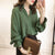 V-neck Pullover Loose Chiffon Shirts Women Casual Solid Flare Sleeve Breathable Tops Ladies Fashion Bottoming Blouses Plus Size
