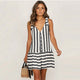 V-neck Striped Sleeveless Loose Dresses Women Casual Sexy Mini Tank Dress Summer Beach  Ladies Fashion Simple Dress Vestidos New