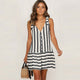 V-neck Striped Sleeveless Loose Dresses Women Casual Sexy Mini Tank Dress Summer Beach  Ladies Fashion Simple Dress Vestidos New
