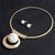 AlphaGal Bohemia Imitation Pearl Jewelry Sets Gold Color Big Beads Choker Necklace Earrings African Women Wedding Party Gifts