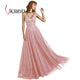 VKBRIDAL Long Evening Gowns Elegant Homecoming Party Dresses V Neck Tulle Sparkle Crystal Luxury Evening Dress 2019