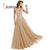 VKBRIDAL Long Evening Gowns Elegant Homecoming Party Dresses V Neck Tulle Sparkle Crystal Luxury Evening Dress 2019