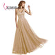 VKBRIDAL Long Evening Gowns Elegant Homecoming Party Dresses V Neck Tulle Sparkle Crystal Luxury Evening Dress 2019