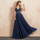 VKBRIDAL Long Evening Gowns Elegant Homecoming Party Dresses V Neck Tulle Sparkle Crystal Luxury Evening Dress 2019