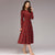 Vintage Red Plaid Bow A-line Long Dress Women Casual O-neck Long Sleeve Slim Dresses Autumn Ladies Elegant Dress High Quality