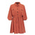 Vintage elagant women mini shirt dress Casual lantern sleeve short dress Turndown collar lace up linen female dresses