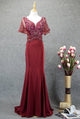 Vivian's Bridal 2019 Fashion Gray Beaded Crystal Embroidery Mermaid Evening Dress Sexy Deep V-neck Sweep Train Long Party Dress