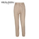 Waatfaak Casual High Waist Harem Pants Black Pockets Elastic Solid Long Trousers women Basic Skinny Pantalon Capris Haute Femme