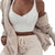 White Fluffy Faux Fur Crop Top Women Sexy Deep V Neck Backless Tank Tops Casual Streetwear Party Clubwear Female Vest Camisole