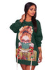 Winter Autumn Women T Shirt Dress Character Printed Cotton Long Sleeve Casual Tunic Jumper Loose Pullover Mini Shift Dress XXL