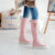 Winter Warm Plush Knee High Boots Women comfy Flat Heel Snow Boots Slip On Platform Woman Shoes Black Pink White 2019