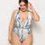 Womail 2019 Women's Plus Size Deep V Piece Printed Backless Strap Bikini One-piece Swimsuit Beachwear Monokini W3064