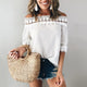 Women 2019 Summer Fashion Stylish White Female Shirt Off Shoulder Guipure Lace Loose Blouse