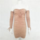 Women Autumn Winter Bandage Dress Women 2019 Sexy Off Shoulder Long Sleeve Slim Elastic Bodycon Party Dresses Vestidos