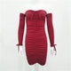 Women Autumn Winter Bandage Dress Women 2019 Sexy Off Shoulder Long Sleeve Slim Elastic Bodycon Party Dresses Vestidos