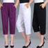 Women Capris Pants Female Summer 2019 Women's High Waist Pants Black Woman Candy Color Straight Calf-Length Pants Plus Size 4XL