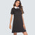 Women Casual Brief Solid Color Shift Mini Dress Black Turn-down Collar Short Sleeve Straight Lady Dress HT035