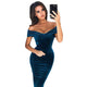Women Casual Strapless Short Sleeve High Waist Solid Party Dress