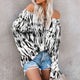 Women Cold Shoulder Blouse Clothing Summer Casual Loose Boat Neck Off-shoulder Printed Tops Beach Holiday Shirts