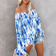 Women Cold Shoulder Blouse Clothing Summer Casual Loose Boat Neck Off-shoulder Printed Tops Beach Holiday Shirts