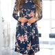 Women Dress Autumn Long Sleeve Flower Printed Boho Dresses Round Neck Cute Shift Dress WS1682C