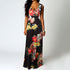 Women Dress Sleeveless V Neck Patchwork Women Dresses Floral Printed Draped Vestidos Female Long Maxi Dress Casual Robe W0619