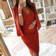 Women Elegant Cloak Sleeves Office Work Wear V-Neck Cocktail Red Formal Party Dresses Plunge Cape Design Bodycon Dress