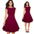 Women Elegant Summer Solid Color Ruched Cap Sleeve Casual Wear To Work Office Party Fitted Skater A-Line Swing Dress EA067