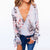 Women Fashion Floral Print Blouse V-Neck Summer Crisscross Front Flare Sleeve Blouse
