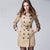 Women Female coat British Long Style Elegant Trench Coat/Designer Belted Double Breasted Trench/Outerwear trench coat KHAKI