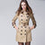 Women Female coat British Long Style Elegant Trench Coat/Designer Belted Double Breasted Trench/Outerwear trench coat KHAKI