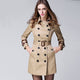 Women Female coat British Long Style Elegant Trench Coat/Designer Belted Double Breasted Trench/Outerwear trench coat KHAKI
