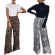 Women Flare Pants Leopard Print Casual Long Pants Lady Snake Printed Harem Pant Women Casual Wide Leg Long Trousers Flared Pant