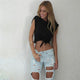 Women Knotted Tie Front Crop Tops Cropped T Shirt Casual Blouse Tanks camis White Grey Color