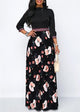 Women Long Maxi Dresses Bohemia Hollow neck Three Quarter Sleeve Floral Print Ethnic Summer Beach Female Stylish Style Dress