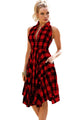 Women Plaid Dress Fashion Ladies Female Women Button Sleeveless Autumn Spring Holiday Retro Sports Elegance Clothing Dresses