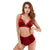 Women Push Up Lace Ruffle Underwear Wire Free Adjusted Straps Bras Female Sexy Bra and Brief Set