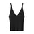 Women Sexy Knitted Crop Top Crop Sleeveless Cropped Vest Slim Sling Knitted Tank Top V-neck Plain Camisole High Elastic Camis