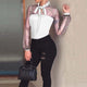 Women Sexy Lace Mesh Blouse Bodysuit Woman Long Sleeve Spring Clothing Wear Transparent Bow Tie Romper Elegant Blouse Bodysuits