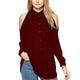 Women Shirts Autumn Casual Elegant Off Shoulder Chiffon Blouse Women Top Camisa Feminina Long Sleeve Black Ladies Blouses