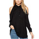 Women Shirts Autumn Casual Elegant Off Shoulder Chiffon Blouse Women Top Camisa Feminina Long Sleeve Black Ladies Blouses