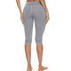 Women Skinny Running Sports Calf-length Side Pocket Leggings Compression Peach Hip Tight Slim Fitness Strechy Solid Pure Color